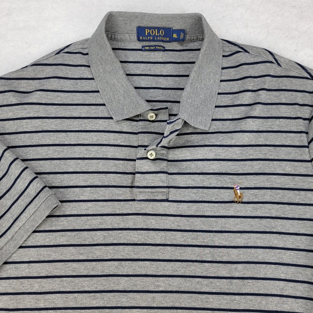Polo Ralph Lauren Shirt Men XL Pima Soft Touch Short Sleeve Gray Flesh Pony Golf